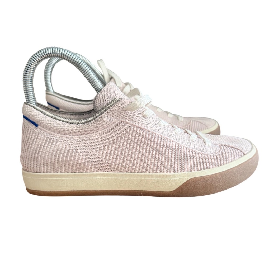 Rothy's RS01 Sneaker Womens 7 Pink Gum Sole Lace Up Knit EUC - Picture 4 of 9